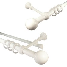 Gardinenstange / Vorhangstange 28 mm Ø weiß aus Metall u. Kunststoff - Kugel