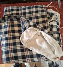 Großes Elsässer Kelsch Leinen Handgewebt blau rot  Weiß Kariert Antik Vintage