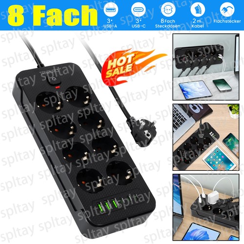 Steckdosenleiste fach usb - steckdosenleiste, 8-fach
