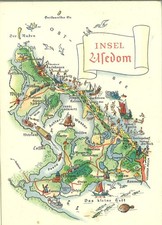 Insel Usedom, Landkarte, Reliefkarte, Orientierungskarte, DDR, Variante