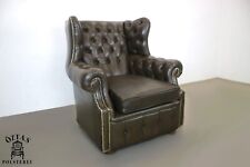 Original Englischer Chesterfield Sessel Wischleder Ohrenbackensessel Vintage