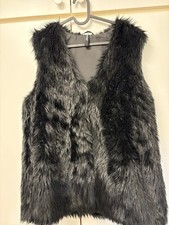 Damen Weste Kunstfell Schwarz