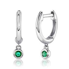 14K Weißgold Smaragd Huggie