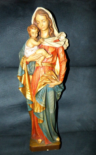 Holzfigur madonna mit kind - mit, /