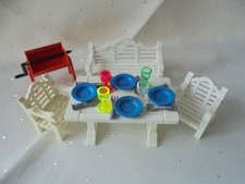 Playmobil Gartenmöbel mit Grill, Teller, Besteck + Gläser Top Zustand