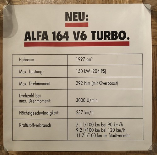 Verkaufsschild alfa romeo 164 - verkaufsschild,