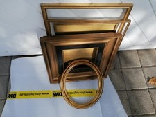 HOLZ BILDERRAHMEN KONVOLUT Antik 5 STÜCK  Oval Schellack Goldfarben Z.B50x38cm