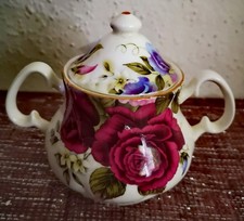 Zuckerdose  Staffordshire Associate C13 Potters ENGLAND Red Rose Top Zustand 