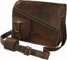 Tragbare Kuriertasche Business-Aktentasche Umhängetasche aus echtem Vintage-L...