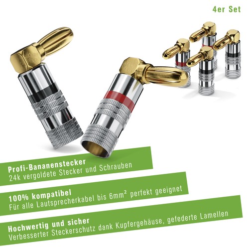 Bananenstecker 4er set - bananenstecker, 90°