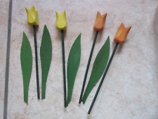 Tulpen aus Holz - 4 Holztulpen - gelb /orange