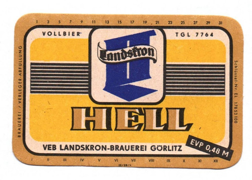 Landskron bieretikett hell - bieretikett,