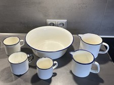 Altes Antikes Vintage Emaille Geschirr Schüssel Milchkanne Becher