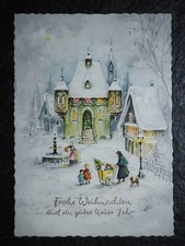 Alte AK, Ansichtskarte, Weihnachten , Familie auf Marktplatz im Schnee (J427)