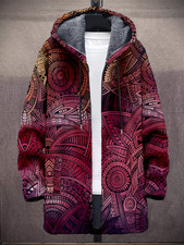 Herren Ethno Mantel Rot mit