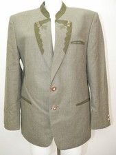 Traditionell Janker Eichenlaub Leder Besatz grün Loden Trachtenjacke Jacke Gr.52