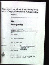 Gmelin handbook of inorganic and organometallic chemistry; Mn : manganes 1582230