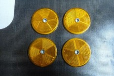 4 Stück Katzenauge Reflektor Rückstrahler gelb rund 60mm schraubbar selbstkleben