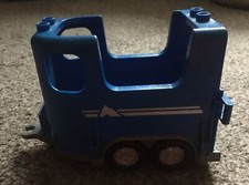 Lego Duplo Anhänger Pferdeanhänger blau mit Rampe Pferd Pony Ponyhof (060224L)