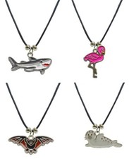 1 Kette Hai Flamingo Robbe Fledermaus Ketten Modeschmuck Anhänger Emaille Tier