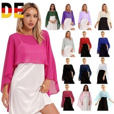 DE Damen Chiffon Poncho Schal Stola Elegant Umschlagtuch Bolero Jacke Cardigan 