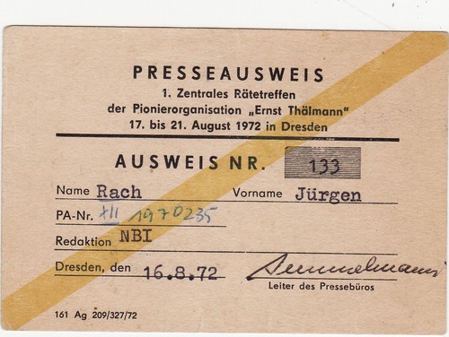 Alter ddr presseausweis 1972 - ddr,
