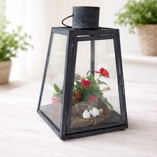 Laterne Metall Blumen Deko