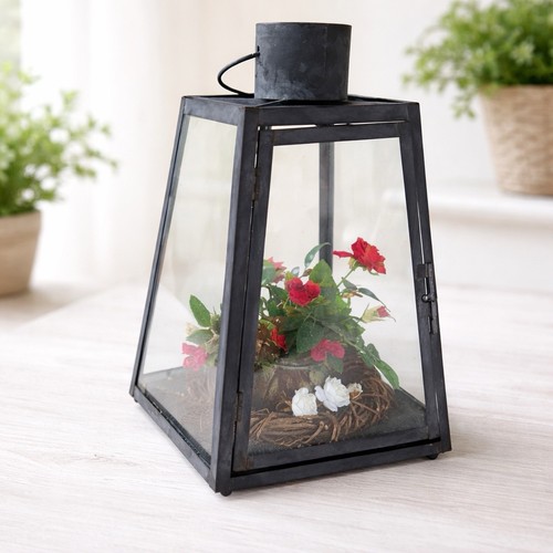 Laterne metall blumen deko - metall,