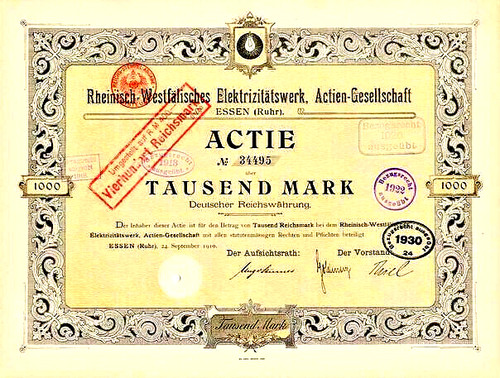 Rwe essen hist aktie 1910 - essen,