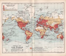 KARTE Platte 5 "HANDELSKARTE DER WELT" mit auf der Rückseite Platte 5A "DENSI