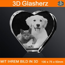 Herz 3D Laser Gravur Welpen 2D