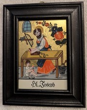 Hinterglasbild "Hl. Joseph Zimmerer" Bild + Rahmen Wandbild handbemalt Blattgold