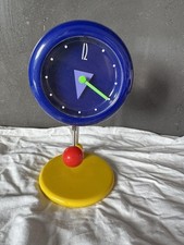 ORIGINAL 80S POSTMODERN VINTAGE MEMPHIS AGE PENDULUM DESK CLOCK Uhr Pendeluhr 