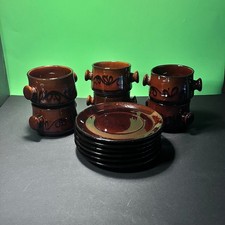 Ton Set Keramik Suppentopf 6 Personen Set mit Schüsseln und Unterteller