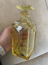 Antik Glaskaraffe, Whiskyflasche,  Bleikristall sauberen Zustand 19x10cm eckig