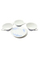 WINTERLING Suppentasse Unterteller Set 6tlg Blumen Weiß Vintage Porzellan