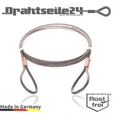 Edelstahl Stahlseil mit Ösen Schlaufe 1,5mm 2mm 3mm 4mm 5mm 6mm 8mm Rostfrei V4A