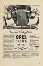 Opel Super 6 Reklame 1937