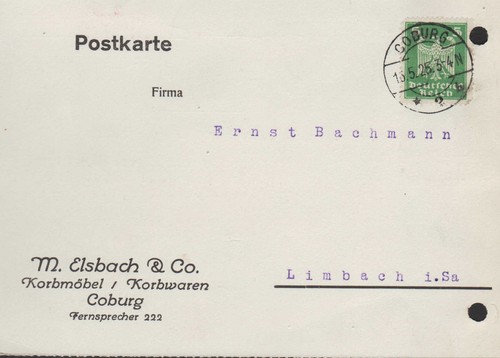 Coburg postkarte 1925 - postkarte, 1925,