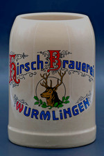 Bierkrug HIRSCH-BRAUEREI Wurmlingen aus Ton 0,5 l TOP Zustand