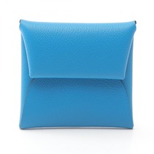 HERMES Bastia Geldbörse B Evercolor Leder Blau Sansibar Gebraucht Damen SHW