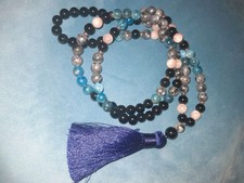 EDELSTEIN MALA KETTE 108 PERLEN: SONNENSTEIN, APATIT, SCHWARZE ONYX,  LABRADORIT