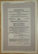 Mansfeld Aktiengesellschaft für Bergbau und Hüttenbetrieb 1937 5,0 % 1000 RM