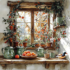 Wandbild Küche Fenster Landhaus Rustikal Dekobild Wanddeko Dekofliese Wandfliese