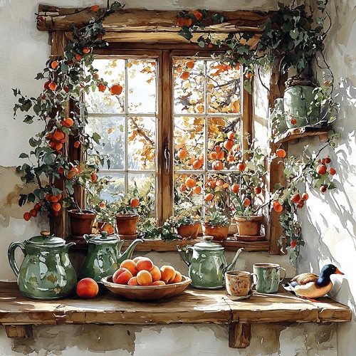 Wandbild küche fenster - küche,