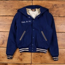 Vintage Neff Varsity Jacke M 90s Letterman Ebroidered USA Made Blau