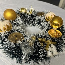 Adventskranz Künstlich Tischdeko  Weihnachtsdekoration  Handmade gold Weiß 