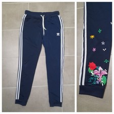 adidas Hose Trainingshose Jogginghose Blumen Flower Muster Gr. 38 blau *neu*