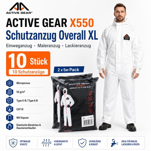 10x schutzanzug overall - schutzanzug, xl