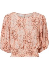 Kurz-Bluse Gr. 46 Rosa Schlange Bedruckt Damenbluse Top Shirt Tunika Neu